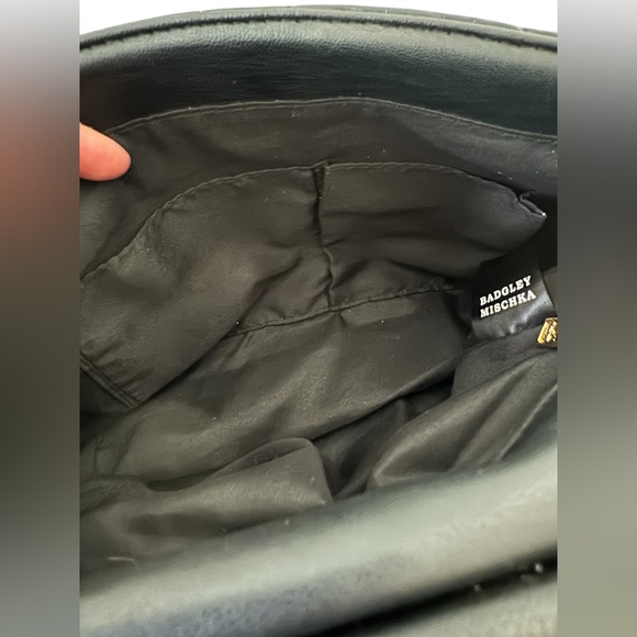 Badgley Mischka Big Diamond Quilting With Studs Bag Black Gold‎ - Picture 9 of 14